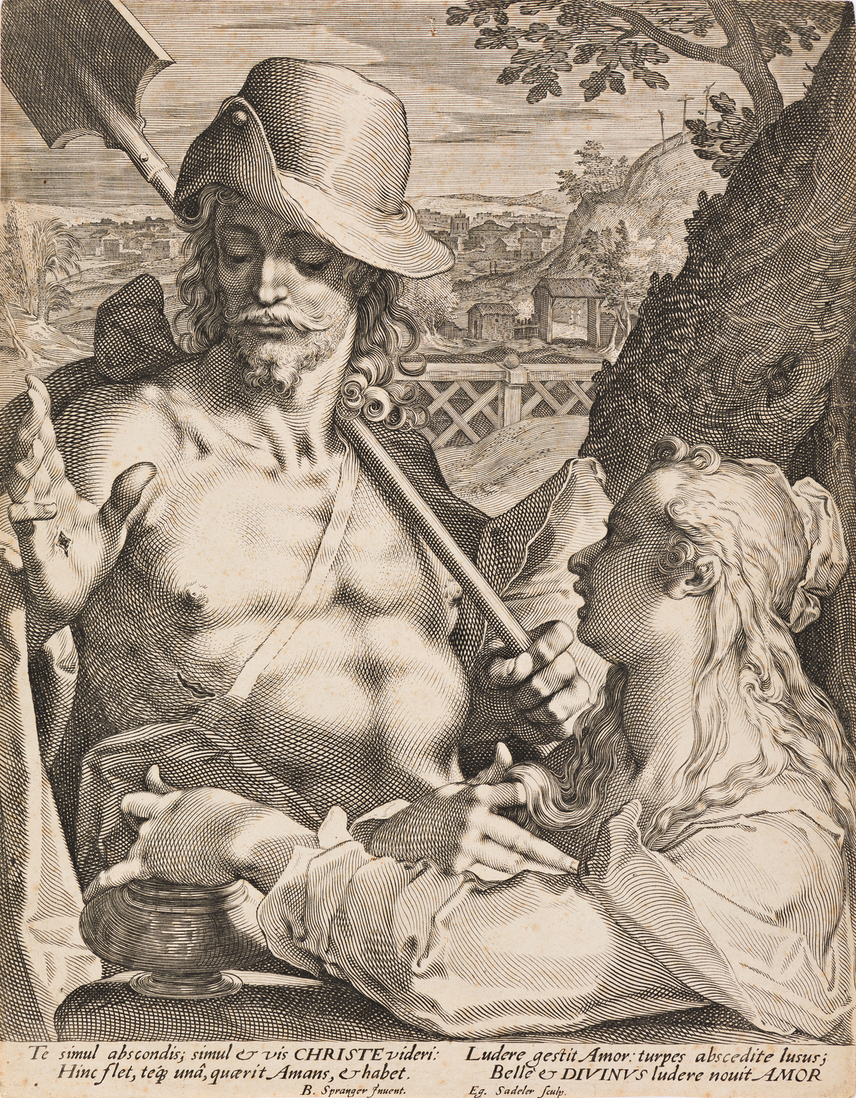 AEGIDIUS SADELER (after Bartholomeus Spranger) Christ Appears as a Gardener to Mary Magdalene (Noli mi tangere)